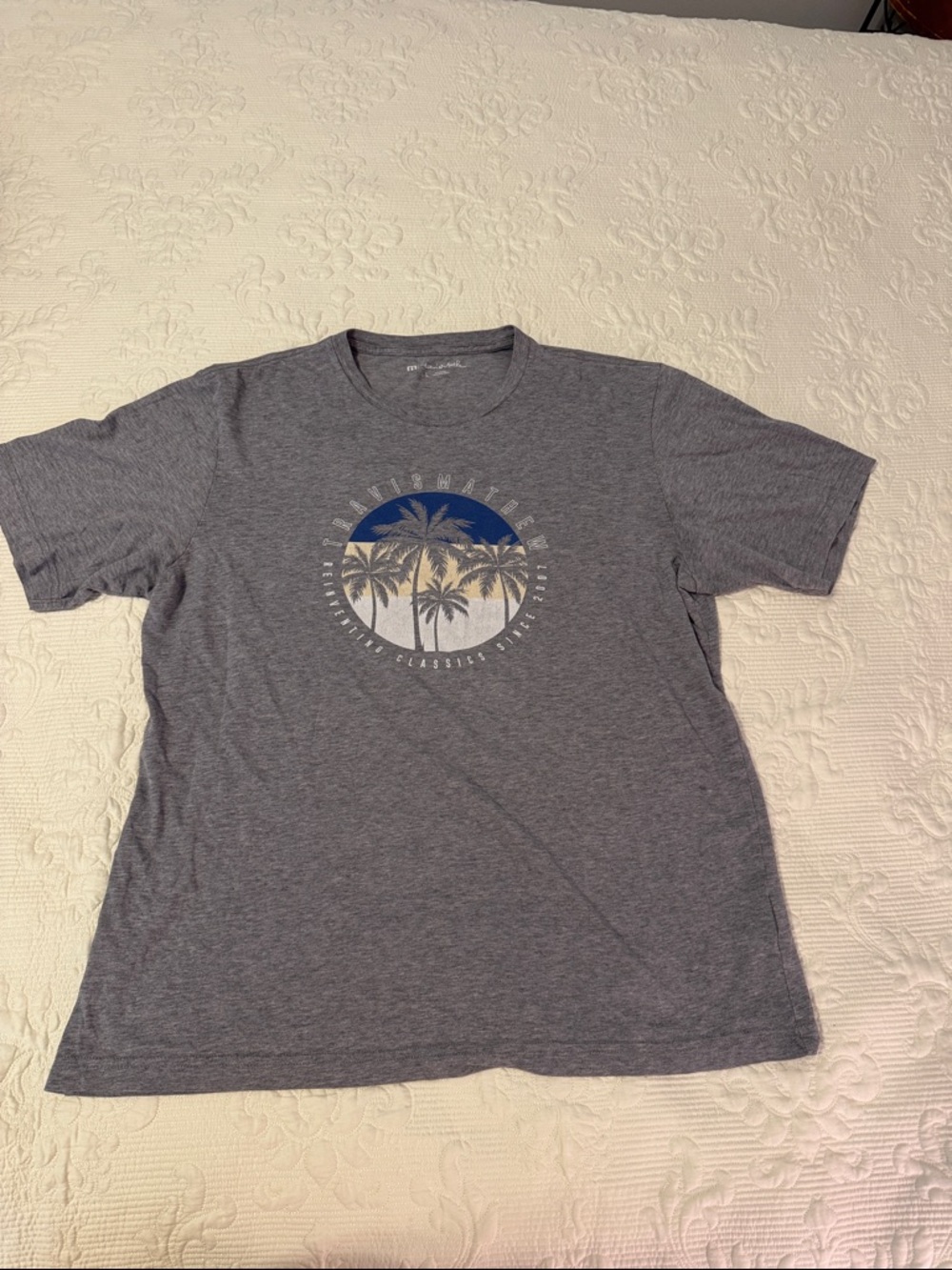 Travis Mathew Heather Gray Short-Sleeve Palm Circle Logo Tee